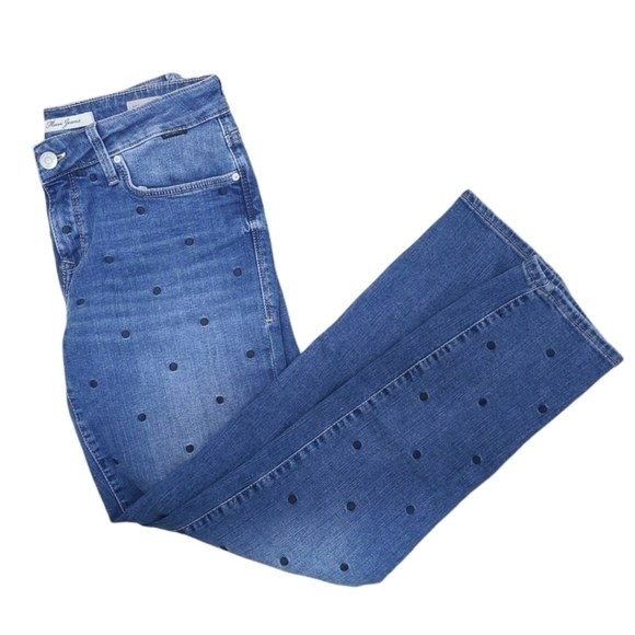 Mavi ADA Boyfriend Embroidered Polka Dot Blue Stretch Ankle Jeans Size 27 - Picture 8 of 16